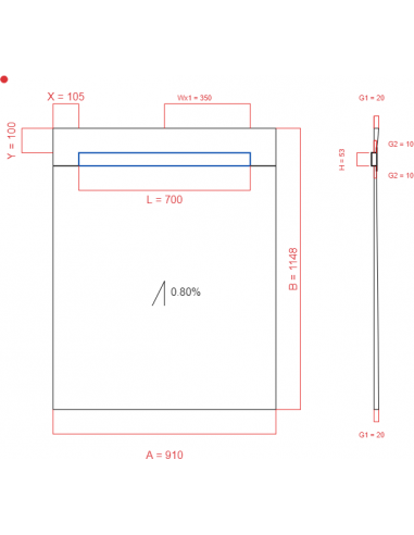 Showerlay Wiper 1 way 910 x 1148 mm...