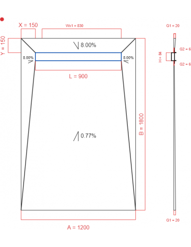 Showerlay Wiper 4 way 1200 x 1800 mm...