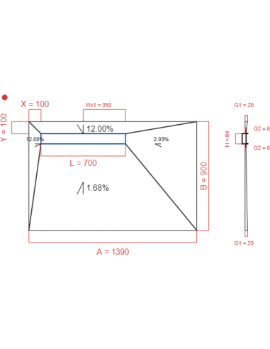 Showerlay Wiper 4 way 1390 x 900 mm...