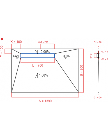 Showerlay Wiper 4 way 1390 x 900 mm...