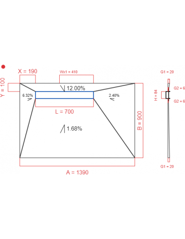 Showerlay Wiper 4 way 1390 x 900 mm...