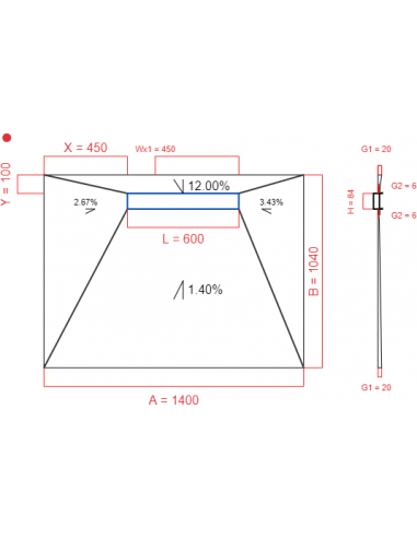 Showerlay Wiper 4 way 1400 x 1040 mm...