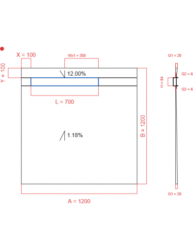 Showerlay Wiper 2 way 1200 x 1200 mm...