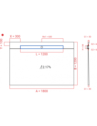 Showerlay Wiper 1 way 1800 x 1200 mm...