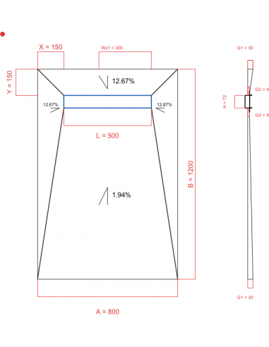 Showerlay Wiper 4 way 800 x 1200 mm...