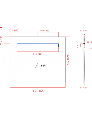 Showerlay Wiper 1 way 1200 x 1000 mm...