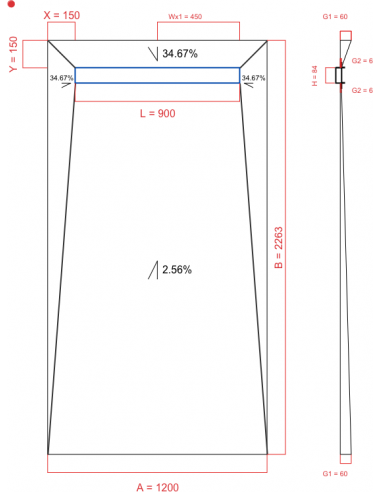 Showerlay Wiper 4 way 1200 x 2263 mm...