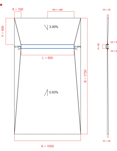 Showerbase Wiper 4 way 1000 x 1750 mm...