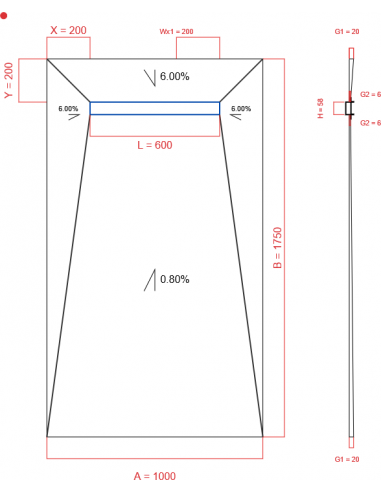 Showerbase Wiper 4 way 1000 x 1750 mm...