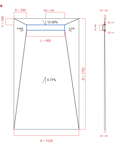 Showerbase Wiper 4 way 1026 x 1750 mm...