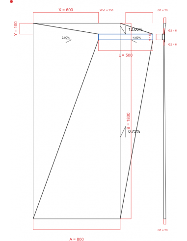 Showerbase Wiper 4 way 800 x 1800 mm...