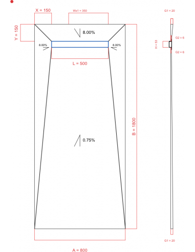 Showerbase Wiper 4 way 800 x 1800 mm...