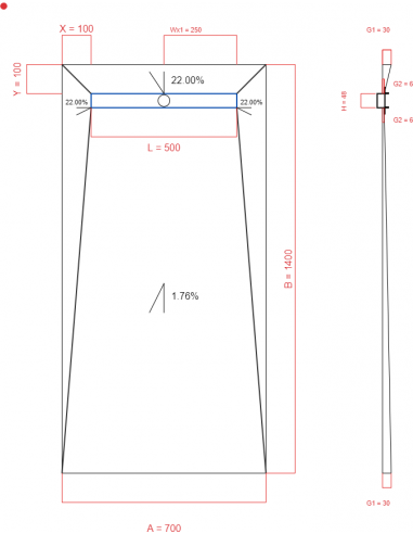 Showerlay Wiper 4 way 700 x 1400 mm...