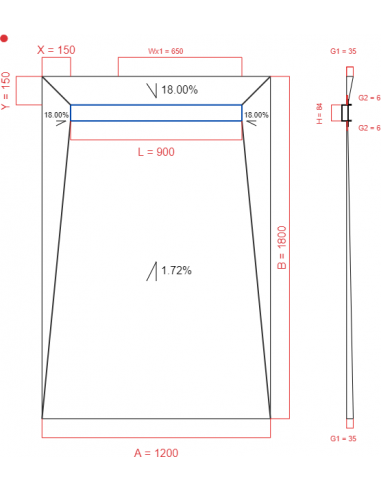 Showerlay Wiper 4 way 1200 x 1800 mm...