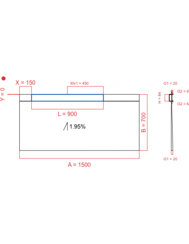 Showerlay Wiper 1 way 1500 x 700 mm...
