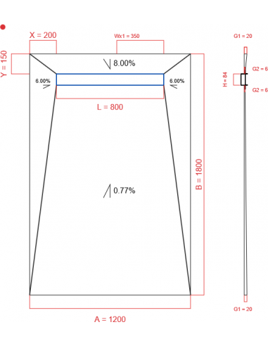 Showerlay Wiper 4 way 1200 x 1800 mm...