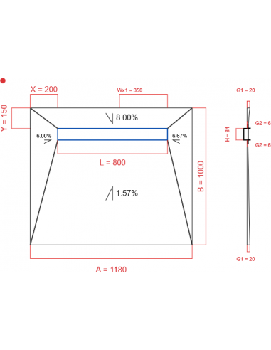 Showerlay Wiper 4 way 1180 x 1000 mm...