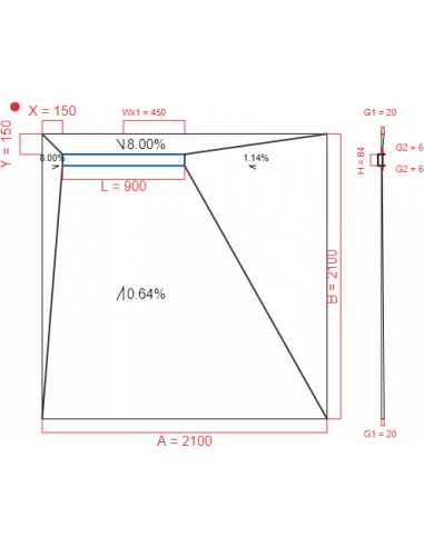 Showerlay Wiper 4 way 2100 x 2100 mm...