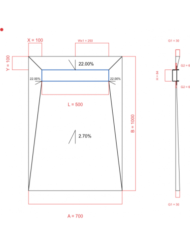 Showerlay Wiper 4 way 700 x 1000 mm...