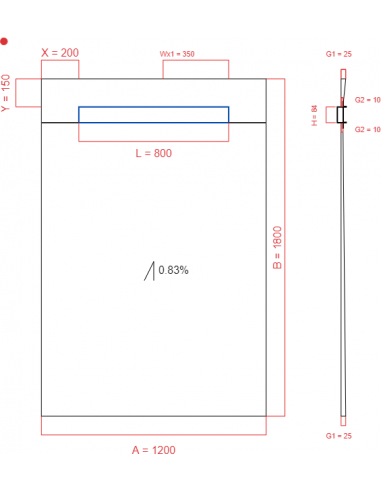 Showerlay Wiper 1 way 1200 x 1800 mm...