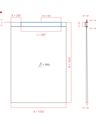 Showerlay Wiper 1 way 1100 x 1600 mm...
