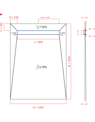 Showerlay Wiper 4 way 1200 x 1630 mm...