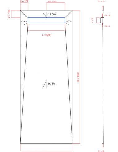 Showerlay Wiper 4 way 700 x 1800 mm...