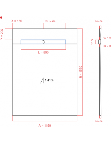 Showerlay Wiper 1 way 1150 x 1550 mm...