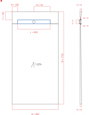 Showerlay Wiper 1 way 850 x 1700 mm...