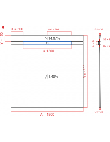 Showerlay Wiper 2 way 1800 x 1800 mm...