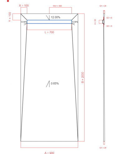 Showerlay Wiper 4 way 900 x 2000 mm...