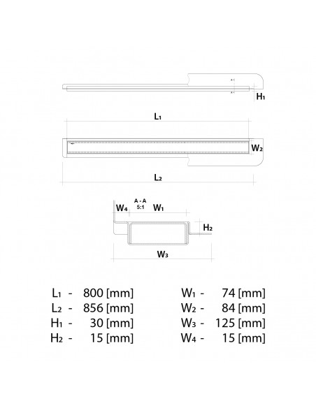 Linear - Drain - Wiper - 800mm - Wall - Upstand - Ponente