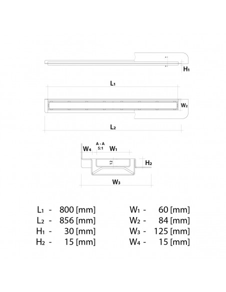 Linear - Drain - Wiper - 800mm - Wall - Upstand - Pure