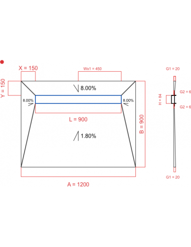 Showerlay Wiper 4 way 1200 x 900 mm...