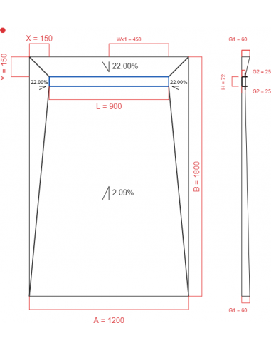 Showerlay Wiper 4 way 1200 x 1800 mm...
