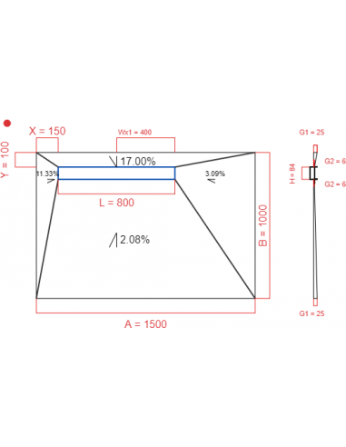 Showerlay Wiper 4 way 1500 x 1000 mm...