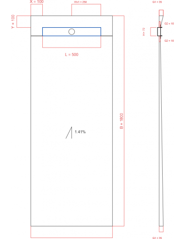 Showerlay Wiper 1 way 700 x 1800 mm...