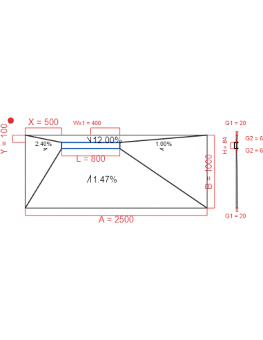 Showerbase Wiper 4 way 2500 x 1000 mm...