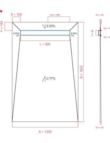 Showerlay Wiper 4 way 1200 x 1800 mm...