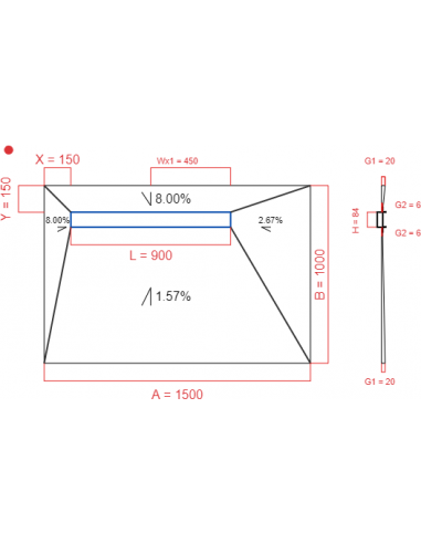 Showerbase Wiper 4 way 1500 x 1000 mm...