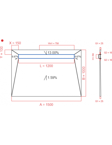 Showerlay Wiper 4 way 1500 x 1000 mm...