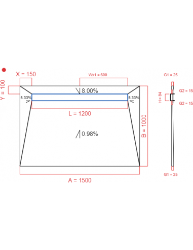 Showerlay Wiper 4 way 1500 x 1000 mm...