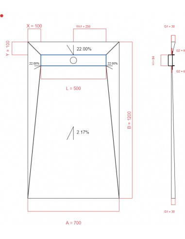 Showerlay Wiper 4 way 700 x 1200 mm...