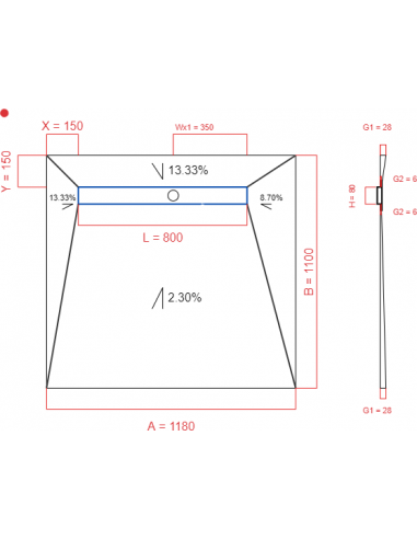 Showerlay Wiper 4 way 1180 x 1100 mm...