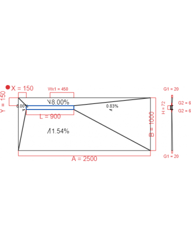 Showerlay Wiper 4 way 2500 x 1000 mm...
