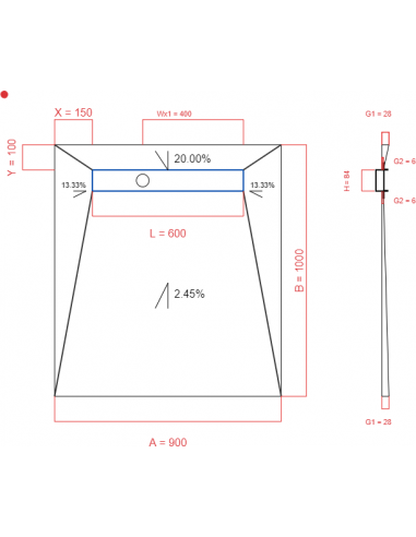 Showerlay Wiper 4 way 900 x 1000 mm...