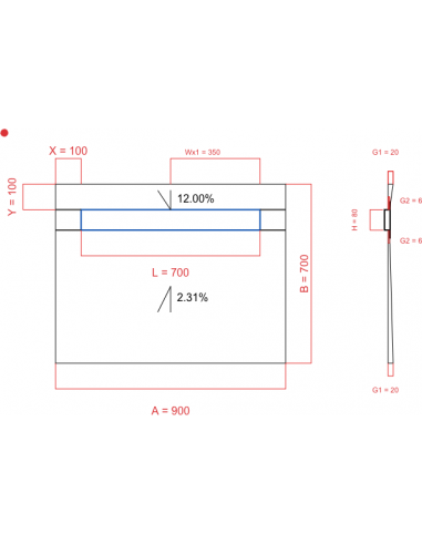 Showerlay Wiper 2 way 900 x 700 mm...