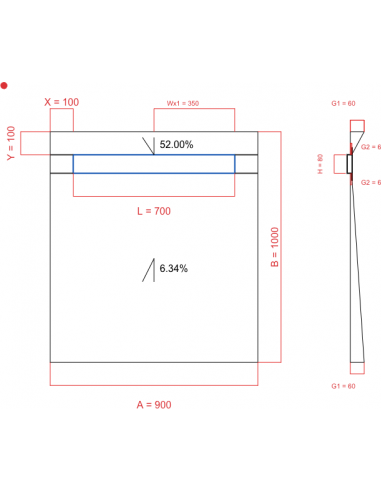Showerlay Wiper 2 way 900 x 1000 mm...