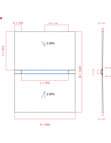 Showerlay Wiper 2 way 900 x 1200 mm...