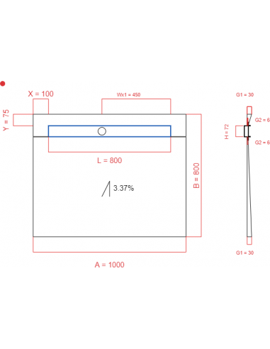 Showerlay Wiper 1 way 1000 x 800 mm...